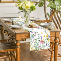 Chemin de table en lin lavande tulipe florale personnalisé pour la maison, l'hôtel ou le mariage pour les décorations de printemps et d'été
