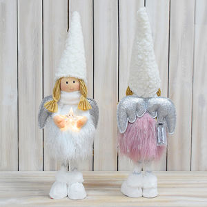 Figurines <span class=keywords><strong>de</strong></span> <span class=keywords><strong>Noël</strong></span> 2026, cadeaux, décorations pour la maison, ornements, filles debout en peluche, adorable poupée <span class=keywords><strong>ange</strong></span> LED avec étoile lumineuse - Product Image 4