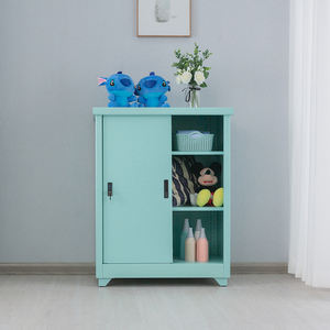 <span class=keywords><strong>GDLT</strong></span> Armoire de rangement assemblée à portes coulissantes avec serrure à clé Étanche et durable Petite armoire colorée en acier écologique - Product Image 4