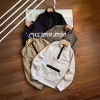 2025 Sweatshirt Homme Personnalisé à Logo, Pull Demi-Zip en Coton Tricoté Couche d'Air, Polaire Technique Décontractée pour Hommes