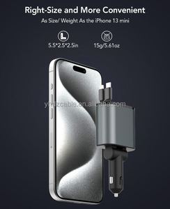 ที่ชาร์จในรถยนต์แบบพับเก็บได้ ที่ชาร์จโทรศัพท์ในรถยนต์แบบเร็ว สายชาร์จแบบพับเก็บได้คู่ประเภทซีสำหรับกาแล็กซี่ เอส 24 กูเกิล พิกเซล ไอโฟน 15 โปรแม็กซ์ - Product Image 4