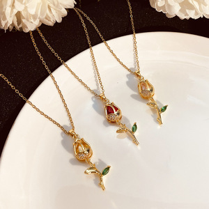 <span class=keywords><strong>2026</strong></span>年バレンタインデーギフト ステンレス製金メッキチューリップフラワーペンダントネックレス 彼女へ - Product Image 6