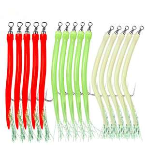 OEM 5 pièces Hameçon <span class=keywords><strong>de</strong></span> pêche en tube pour morue et anguille, Hameçon offset à ardillon, Hameçon à poulpe, Émerillon rotatif, Monture à plumes filetées pour la pêche en <span class=keywords><strong>mer</strong></span> - Product Image 3