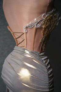 高級ストラップレスゴールドブリングミニスカート2ピースフェスティバル衣装セット誕生日パーティーディナードレス女性用イブニングドレス - Product Image 6