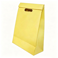 Sacs en papier kraft jaune personnalisables avec design à enroulement, poignées découpées et fond renforcé pour l'emballage alimentaire