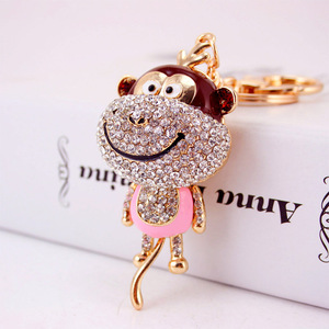 Full Rhinestone Crystal Monkey Keychains Car Keyrings Women's Bags Decoration Keychain Gifts Holiday Jewelry
