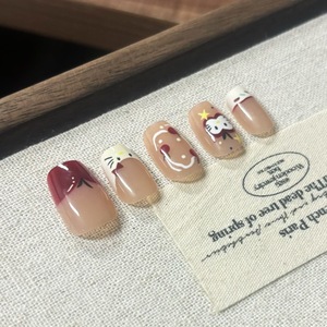 <span class=keywords><strong>Uñas</strong></span> Postizas Hechas a Mano, Cortas y Cuadradas, con Diseño <span class=keywords><strong>de</strong></span> Hello Kitty, Cerezas y Estrellas, <span class=keywords><strong>Uñas</strong></span> Acrílicas Lindas para Niñas - Product Image 4