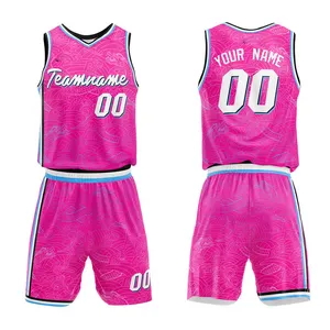 Reversible custom supplier quality customized wholesale fully sublimated basketball uniforms club V-neck jersey