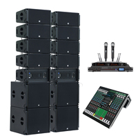 Système de sonorisation DBK V20+W18 avec deux enceintes line array de 10 pouces et un caisson de basses de 18 pouces, amplificateur de puissance actif intégré pour église
