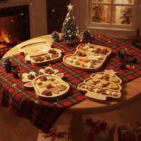 Planche à découper en bois de Noël en forme de pain d'épices, plateau de service pour charcuterie de fêtes, écologique, plateau de fête