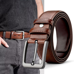 Cinturón <span class=keywords><strong>de</strong></span> Cuero Vacuno Vintage Personalizado con Hebilla Automática <span class=keywords><strong>de</strong></span> Aleación, Estilo Retro Casual <span class=keywords><strong>de</strong></span> Negocios para Hombres Mayores, Compatible con Jeans, ODM - Product Image 1