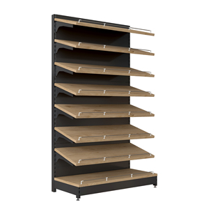 Factory Direct Sale Steel Frame Supermarket <b>Shelves</b> with Front <b>Wire</b> Guard Double Sided Gondola Rack for Grocery Store - Product Image 2