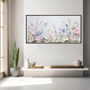 Peinture à l'huile florale 3D peinte à la main, Sérénade de fleurs sauvages, Impasto, Décoration murale, Minimalisme, Peinture abstraite moderne sur toile - Product Image 1