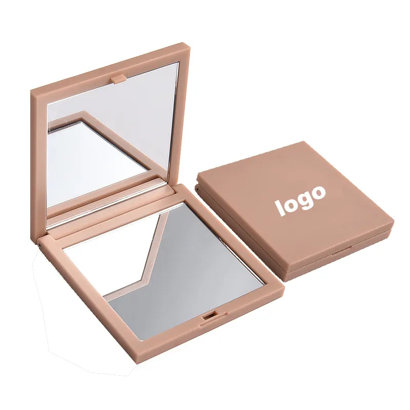 Custom logo portable small travel square personal foldable small plastic vanity mirror handheld pocket mini makeup mirror