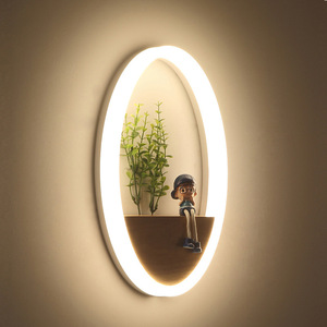 Lámpara de Pared LED Nórdica con Muñecas, Madera Maciza, Redonda, Decoración de Dormitorio, Luz Cálida - Product Image 4