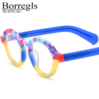 Monture de lunettes Borregls en acétate mat pour femme, lunettes de vue multicolores de haute qualité, style rétro rond, lunettes optiques homme 19272