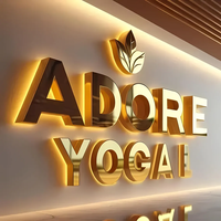 Personalizable interior y exterior cepillado oro Acero inoxidable Logo letra signo montado en la pared para la publicidad de la empresa