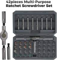 Set Obeng Magnetik 42 in 1 dengan Gagang T, Set Obeng Magnetik Multi Bit DIY, Kit Obeng Saku