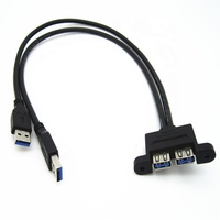 Cable Extensor USB 3.0 Hembra a Macho de 2 Puertos para Montaje en Panel Frontal