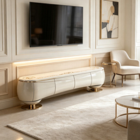 Meuble buffet de luxe royal élégant avec plateau en marbre, console de rangement en bois massif pour salle à manger, meuble TV moderne pour salon