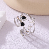 Venta caliente Moon Star Sun Oil Goteo de acero inoxidable Anillo abierto Mujeres Luz Lujo Estilo de gama alta Anillo de joyería al por mayor para mujeres