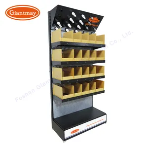 Bulb Display Stand Floor Standing Powder Coated Customized Metal Light Display Stand Perforated With Hooks For Led Bulb Lamps Exhibitor