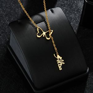 Diy Customize Gold Butterfly <b>Name</b> <b>Necklace</b> Chain Stainless Steel Set Silver Jewelry Personalized <b>Custom</b> - Product Image 1