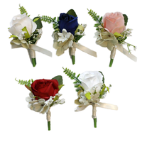 Bunga Mawar Buatan Tangan dari Kain untuk Hari Bumi, Boutonniere untuk Pengiring Pria, Pengantin Pria, Pengantin Wanita, dan Pengiring Pengantin, Bunga Pergelangan Tangan