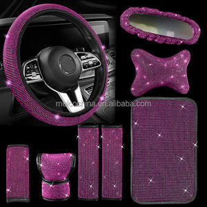 MELCO A1 Modèle Rose PU Cuir Volant Couverture Auto Accessoires pour Femmes avec Diamant Design - Product Image 1