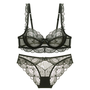 Ensemble de lingerie sexy ultra-fin pour femme, soutien-gorge français ajouré en maille transparente de haute qualité - Product Image 6