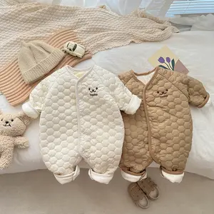 2023ins Korean version of baby winter cotton clothes plus velvet thickened men's and women's baby warm climbing clothes