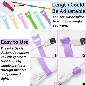 Coloré Flexible Nylon Cinch Ski Strap Crochet Boucle Câble Attache Velcroes 400mm 2.5mm Double Face Réutilisable Transporter Câble <span class=keywords><strong>Auto</strong></span>-agrippant - Product Image 2