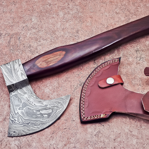 Precision Made Damascus Steel <b>Axe</b> with Decorative Blade and Hardwood <b>Handle</b> for Outdoors OEM Customizable Damascus <b>Axe</b> - Product Image 1