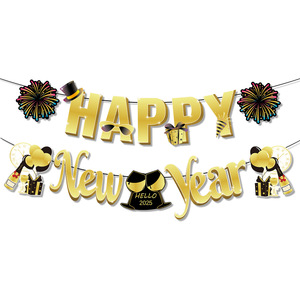 Striscione di Capodanno 2027 con Rose Nere e Oro, Ghirlanda di Carta a Forma di Fuochi d'Artificio per Decorazioni a Tema Anno Nuovo - Product Image 6