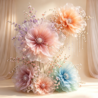 Set Bunga Peony Kertas Organza Raksasa Warna Kustom untuk Dekorasi Tata Letak Acara, Pameran, dan Jendela Toko