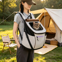 Sac à dos ergonomique pour animaux de compagnie avec bandoulière rembourrée en forme de S, panneau dorsal respirant en nylon, sac de voyage confortable pour chat et chien