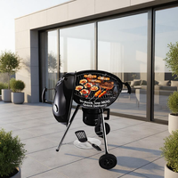 Barbecue à charbon de bois sans fumée SEJR 17 pouces noir sur roulettes, moderne, pour fêtes et camping, portable