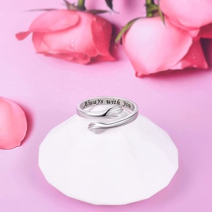 Anillo de Abrazo para Enamorados, Plata de Ley 925, Banda Ajustable, Siempre Contigo, Grabado, Joyería Romántica, Regalo para Mujeres y Adolescentes - Product Image 4