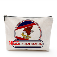 Trousse de maquillage de voyage Samoa américaine, pochette cosmétique avec motif drapeau et carte, pochette portable à fermeture éclair pour cosmétiques, pinceaux et essentiels