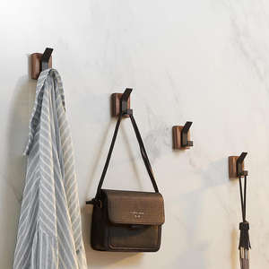 Crochets muraux pliants en bois de noyer de haute qualité, organisateur simple, porte-crochets multifonctionnel pour cuisine et salle de bain - Product Image 6