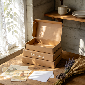 Boîte cadeau de luxe imprimée numériquement avec poème, en carton ondulé crème, avec impression de texte latérale - Product Image 3