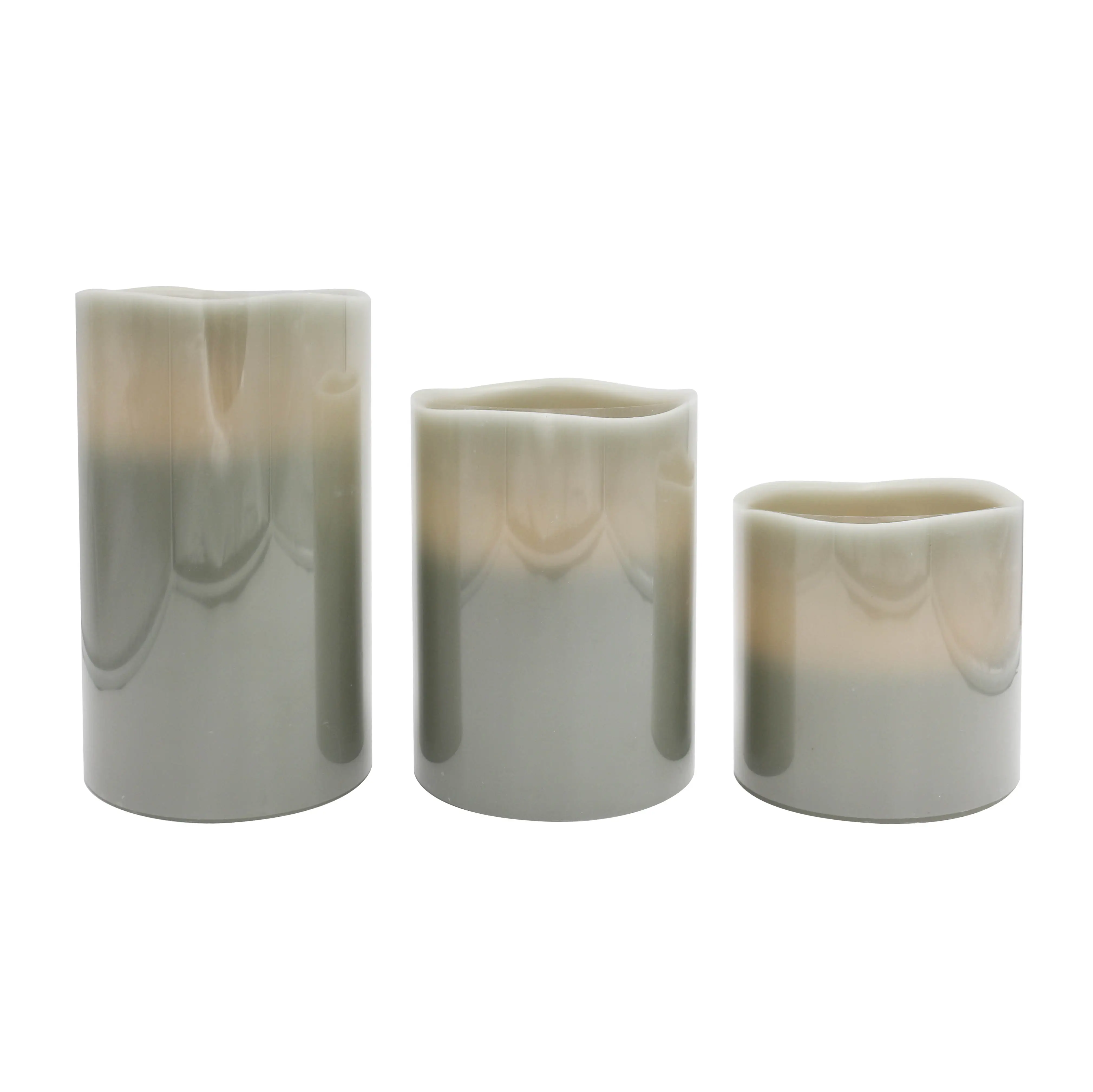 Simple irregular cylindrical led wax candle for bedroom home dinner table decor(set of 3)