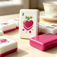 Adorable Juego de Mahjong de Acrílico con Fichas de Mahjong Americanas con Diseño de Fresa para Diversión en Despedidas de Soltera