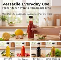 Bouteilles de sauce piquante de 5 oz, bouteilles en verre Woozy avec inserts compte-gouttes, petites bouteilles rechargeables pour huile et vinaigre faits maison, pour une utilisation en cuisine
