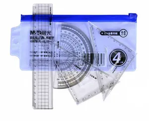 透明数学几何工具仪器4 pcs学生塑料尺套装