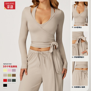 Camiseta Deportiva de Manga Larga para Yoga Disko Sport, Color Sólido, Suave y Cómoda, Ropa Deportiva EWT3058 - Product Image 3