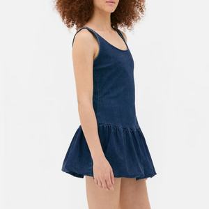 Vestidos de Algodón 100% Nuevos de Fábrica para Mujer, Vestido Midi con Volantes, Cuello Redondo Vintage, Cintura Alta, Estilo Casual - Product Image 4