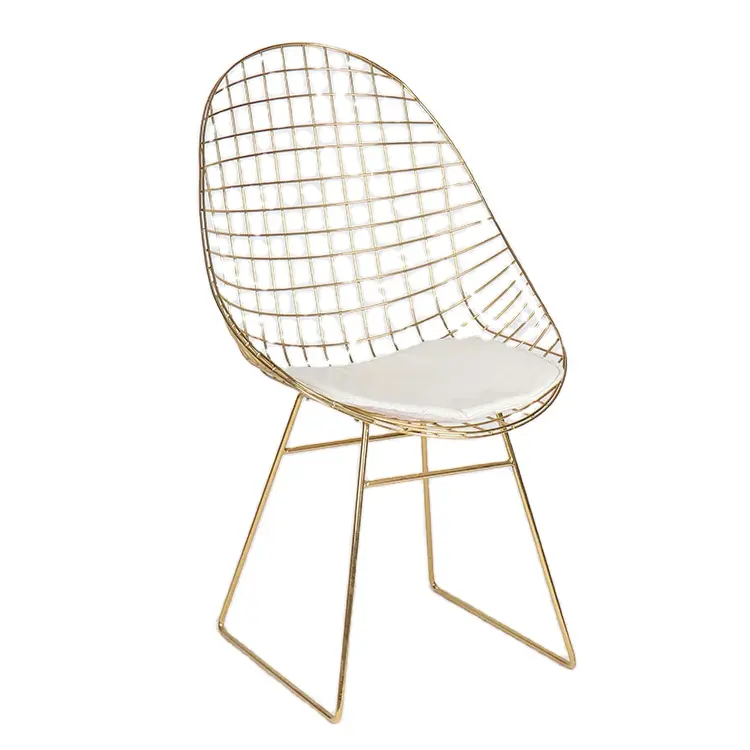 Modern Steel Frame Wire Chair with Strong Bearing Arc Open Backrest for Outdoor Dining Catering Net Catering Seat