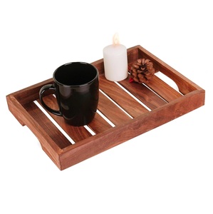 Plateau en bois fait à la main pour servir Plateau rectangulaire en bois Organisateur Plateau en bois pour la cuisine du fournisseur indien - Product Image 1