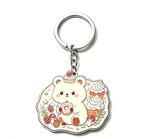 Cute <b>Cartoon</b> Bear Acrylic Keychain Metal Look Key <b>Ring</b> Irregular Shape Light Weight Gift Souvenir - Product Image 4